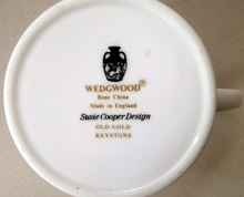 Load image into Gallery viewer, Six 1970s Susie Cooper (Wedgwood) OLD GOLD KEYSTONE bone china cups &amp; saucers

