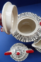 Load image into Gallery viewer, Very Rare Zebra Stripe Sadler Three Piece Teaset. Large Teapot, Rare Lidded Sugar Bowl, and Milk Jug
