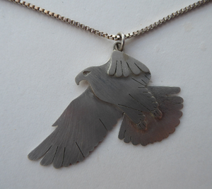 SCOTTISH SILVER Pendant. Edinburgh Hallmark 1992. Golden Eagle Pendant. Designer Piece: SW