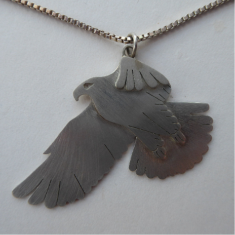 SCOTTISH SILVER. Edinburgh Hallmark 1992. Golden Eagle Pendant. Designer Piece: SW
