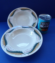 Load image into Gallery viewer, 1950s Vintage Susie Cooper Pottery BRACKEN PATTERN Shallow Soup Bowls. KESTREL shape. 9 inches
