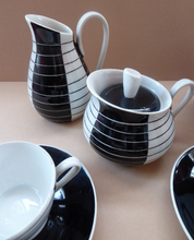 Load image into Gallery viewer, 1950s Polish Porcelain Coffee Set by Marian Pasich for Chodziez. Stylish and Extremely Rare Black and White Stripes Set
