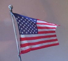 Load image into Gallery viewer, Vintage Leonore Doskow Hand Made Silver Flag Pole for a Desk
