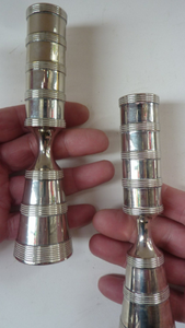 Highly Collectable 1960s Pair of Dansk Silver Plate Candlesticks:  LUNA DESIGN by Jens Quistgaard