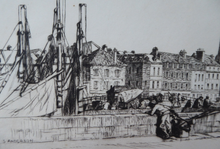 Load image into Gallery viewer, Stanley Anderson 1920s Drypoint Etching La Lieutenance Honfleur France

