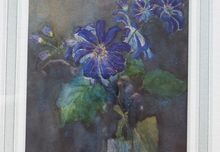 Load image into Gallery viewer, Kate Cameron Signed Watercolour of Blue Daisies Framed 
