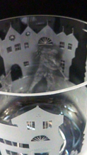 Load image into Gallery viewer, Engraved Vintage Caithness SCOTTISH GLASS Rummer / Goblet by Colin Terris (1937 - 2007). The Pied Piper playing on his enchanted pipe
