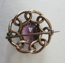 Load image into Gallery viewer, Vintage 9ct Gold Brooch. Beautifully Made Solid Gold Brooch Set with Faceted Amethyst Stone
