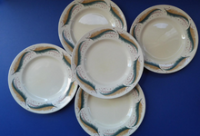 Load image into Gallery viewer, 1950s Vintage Susie Cooper Pottery BRACKEN PATTERN Dessert Plates. KESTREL shape. 9 inches
