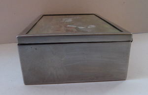 ANTIQUE Edwardian Silver Plate Cigar or Cigarette Box - with hand embellised print by GEORGE WRIGHT. Carriage Image
