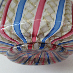 Salviati Murano Glass Latticino Zanfirico Glass Finger Bowl