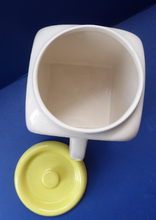 Load image into Gallery viewer, 1950s BRISTOL POTTERY Kitchen Canister or Storage Jar. Vintage Old Delft Tulip Design with Carrying Handle. SALT
