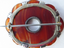 Load image into Gallery viewer, SCOTTISH SILVER. Victorian Striped SLAB Agate Brooch with Silver Settings
