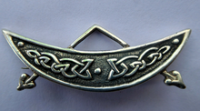 Load image into Gallery viewer, SCOTTISH SILVER. Rarer 1950s Scottish PICTISH Design: Crescent and Rod Brooch. Iain MacCormick Iona (after Alexander Ritchie original)
