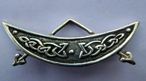 SCOTTISH SILVER. Rarer 1950s Scottish PICTISH Design: Crescent and Rod Brooch. Iain MacCormick Iona (after Alexander Ritchie original)