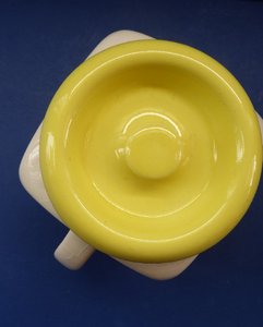 1950s BRISTOL POTTERY Kitchen Canister or Storage Jar. Vintage Old Delft Tulip Design with Carrying Handle. No Lettering