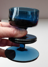 Load image into Gallery viewer, Stylish 1970s SHERINGHAM WEDGWOOD GLASS Set of Two Blue Candlesticks by Stennett-Wilson. 3 1/2 inches High
