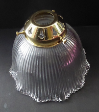 Load image into Gallery viewer, ANTIQUE Edwardian HOLOPHANE Style Ribbed Glass Lamp Shade 
