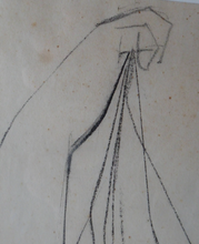 Load image into Gallery viewer, 1960s Nigel Lambourne Black Chalk Nude Study Drawing
