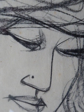 Load image into Gallery viewer, 1960s Nigel Lambourne Black Chalk Nude Study Drawing
