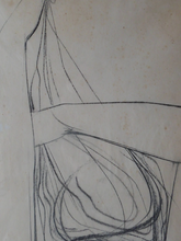 Load image into Gallery viewer, 1960s Nigel Lambourne Black Chalk Nude Study Drawing
