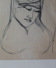 Load image into Gallery viewer, 1960s Nigel Lambourne Black Chalk Nude Study Drawing
