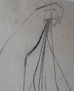 1960s Nigel Lambourne Black Chalk Nude Study Drawing