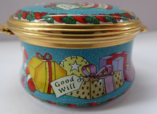 Load image into Gallery viewer, Vintage Halcyon Days Enamels Christmas Box 1995. Bundle of Christmas Presents. Excellent Condition
