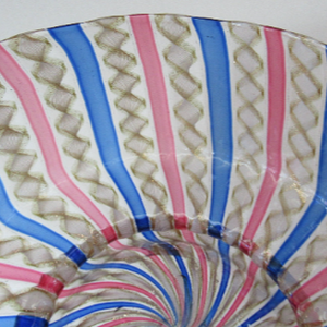 Salviati Murano Glass Latticino Zanfirico Glass Finger Bowl