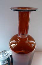 Load image into Gallery viewer, EXTRA LARGE Scandinavian GUL Vase or Bottle Vase. Designed 1962 by Otto Brauer for Holmegaard Glass, Denmark. Rich Brown / Dark Amber Colour
