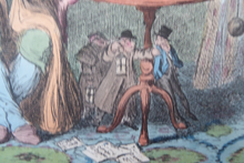 Load image into Gallery viewer, Original GEORGIAN Satirical Print by George Cruikshank (1782 - 1878). Hand-coloured etching entitled Indigestion and dated 1825
