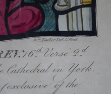 Load image into Gallery viewer, 1805 Antique Coloured Engraving of Stained Glass William Fowler York Cathedral
