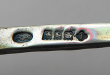 Load image into Gallery viewer, 1950s SCOTTISH SILVER BROOCH. Simple Vintage Lapel Brooch in the Shape of a Sword. Designed Robert Allison 1957
