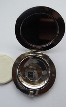 Load image into Gallery viewer, 1930s LARGE Gwenda Tap Flap Powder Compact with Foil Image of Glamourous Lady in a Crinoline Dress. Excellent Vintage Condition
