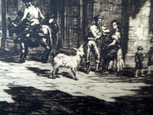 Load image into Gallery viewer, Sidney Tushingham (1884-1968). Pencil Signed Drypoint Etching.  Plaza del Corrillo, Salamanca in Spain. Framed and in excellent condition
