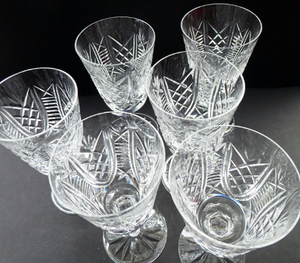 Large PAIR Waterford Crystal GOBLETS: CLARE Pattern. Largest Size Vintage Water / Wine Glasses