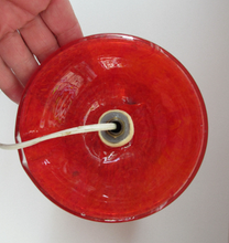 Load image into Gallery viewer, 1950s Scottish VASART Glass Tulip Lamp in Swirly Scarlet Red and Black Shades. WORKING
