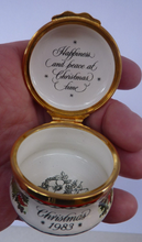 Load image into Gallery viewer, Vintage Halcyon Days Enamels Christmas Box 1983. Traditional Image of Christmas Flowers. Excellent Condition
