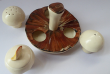Load image into Gallery viewer, CARLTON WARE Vintage 1960s Cruet Set Representing Button Mushrooms on Flat Mushroom Base
