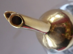 1960s Glass SCOTCH Whisky Decanter. With Bulbous Gold Tone Pourer and Geometric Mirrored Gold Decorations