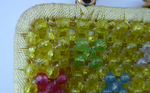 Load image into Gallery viewer, GOOD QUALITY Vintage 1960s Yellow Coloured Beaded Evening Bag - with Fine Gold Tone Clasp and Pair of Beaded Handles
