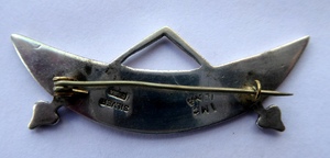 SCOTTISH SILVER. Rarer 1950s Scottish PICTISH Design: Crescent and Rod Brooch. Iain MacCormick Iona (after Alexander Ritchie original)