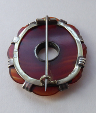 Load image into Gallery viewer, SCOTTISH SILVER. Victorian Striped SLAB Agate Brooch with Silver Settings
