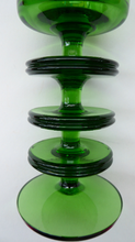 Load image into Gallery viewer, Stylish 1970s SHERINGHAM WEDGWOOD GLASS Green Candlestick by Stennett-Wilson. 6 inches high
