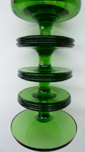 Stylish 1970s SHERINGHAM WEDGWOOD GLASS Green Candlestick by Stennett-Wilson. 6 inches high