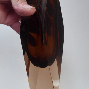 Vintage MURANO Mandruzzato Sommerso Facet Cut Cinnamon Vase. With Original NASON Label