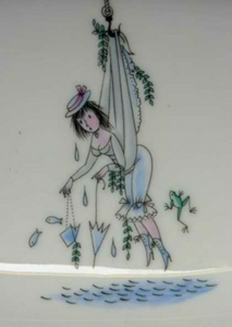 RAYMOND PEYNET. Vintage Rosenthal Lidded Dish. Quirky Design with a Man Pulling a Lady out of a Well