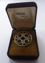 Load image into Gallery viewer, Beautiful Large Vintage 1970s Hallmarked Silver Scottish ORTAK Brooch by Malcolm Gray. In Original Box
