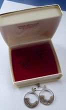 Load image into Gallery viewer, Early Scottish ORTAK Silver Earrings by MALCOLM GRAY for Silvercraft. Original Box. Hallmarked 1975
