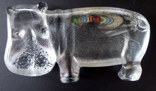 Load image into Gallery viewer, 1970s KOSTA BODA Glass Hippopotamus. Larger Size; Designed by Bertil Vallien. 8 1/2 inches wide
